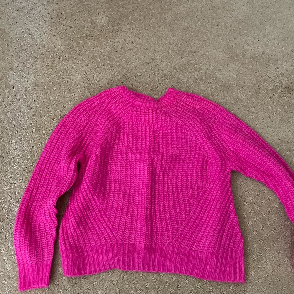 A New Day Pink Crew Neck Sweater Ribbed Knit